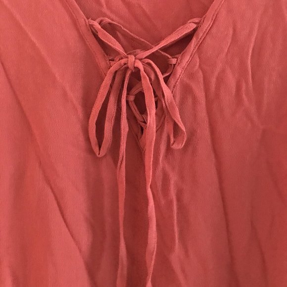 3/$50 // Boho Lace-up Bell-Sleeve Peplum Top - Picture 3 of 3